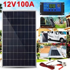 10W Solar Panel 12V Trickle Charger Battery Charger Kit with 100A Controller