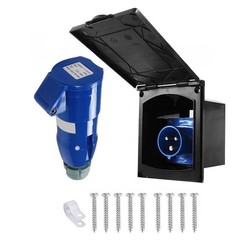 External Waterproof 16A Mains Socket for RV Trailers Campers IP44 Protection