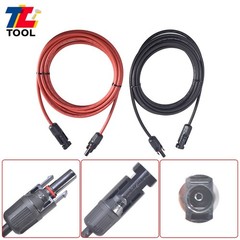 1-Pair 10ft Black + Red 12AWG Solar Panel Extension Cable Wire Connector