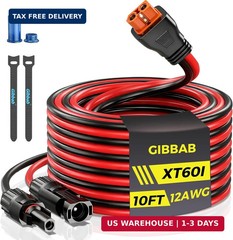 10FT 12AWG Solar to XT60i, Gibbab 3 6 10 16 20 25FT Solar Panel Connector to XT6