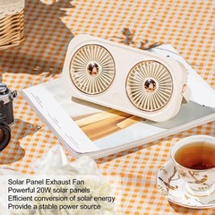 Dog House Fan Solar Green House Fan With Double USB Manostat Efficient Portable