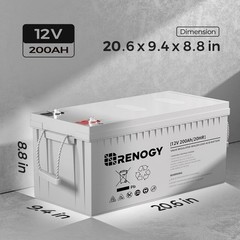 Open Box Renogy 12V 200AH Deep Cycle AGM Battery Rechargable For RV Solar