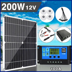 200W Solar Panel Kit 100A 12V battery Charger Controller Caravan Boat Outdoor RV