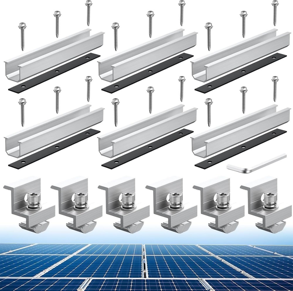 Solar Panel Bracket Kit, 6 Pcs 7.87 in Aluminium Solar Panel Mounting Rail 30Mm/