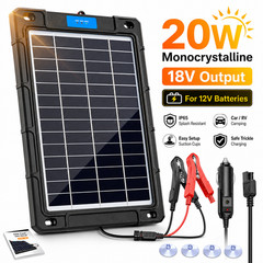 20W Solar Panel 12V Solar Battery Maintainer Trickle Charger Kit for Boat Car RV