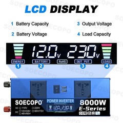 8000W Solar Inverter Kit (12V24V DC to 110V/220V AC) + 2pcs Solar Panels + 100wg