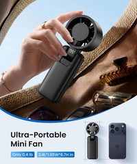 2 Pack Portable Mini Handheld Fan, 199-Level Stepless Speed,Black | 4000mAh Rech