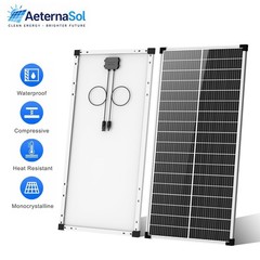 AeternaSol 100W Solar Panel 18V Mono N-Type 18BB PV Off-Grid RV Home Roof Boat