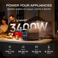 EF ECOFLOW Portable Power Station DELTA MAX with 220W Solar Panel, 3400W X-Boos