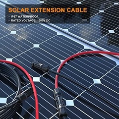 Solar Extension Cable 10AWG 50Ft Red Black Male to Female Connectors