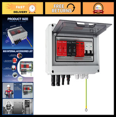 600V Solar Combiner Box 2 Inputs 1 Output, 15A Fuse, 63A Circuit Breaker, SPD, O