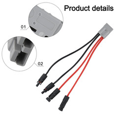 Solar Panel Extension Cable 10AWG 50A for Anderson Connector to Solar Connector