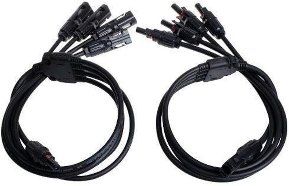 1 Pair Male and Female Y Solar Panel Adaptor Cable Branch Connector, 4 to 1 Brun
