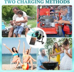 15000Mah 12 Inch Solar Panel Powered Fan, 2 in 1 Solar Panel or AC Charger Power