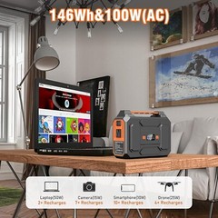 100W 110V Portable Power Bank, 39600mAh External Battery Pack with LED