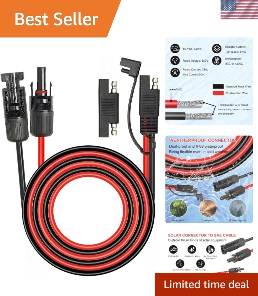 Adapter Cable – 20FT 10AWG Solar Extension Cable for RV Solar Panel Caravan B…
