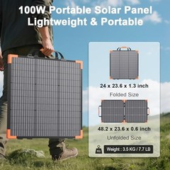 100 Watt Bifacial Portable Solar Panel for Power Station, 20V Foldable 100W