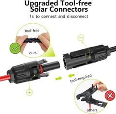 Solar Cable Extension 33Ft 10AWG, Solar Wire with Tool-Free Solar Connectors, Wa