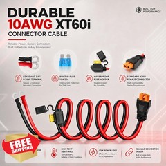 vgoviwin XT60i to O Ring Cable 10AWG 2FT Fuse