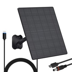 Zivif 10W Solar Panel for Security Cameras, 5V Solar Charger with USB-C/Micro…