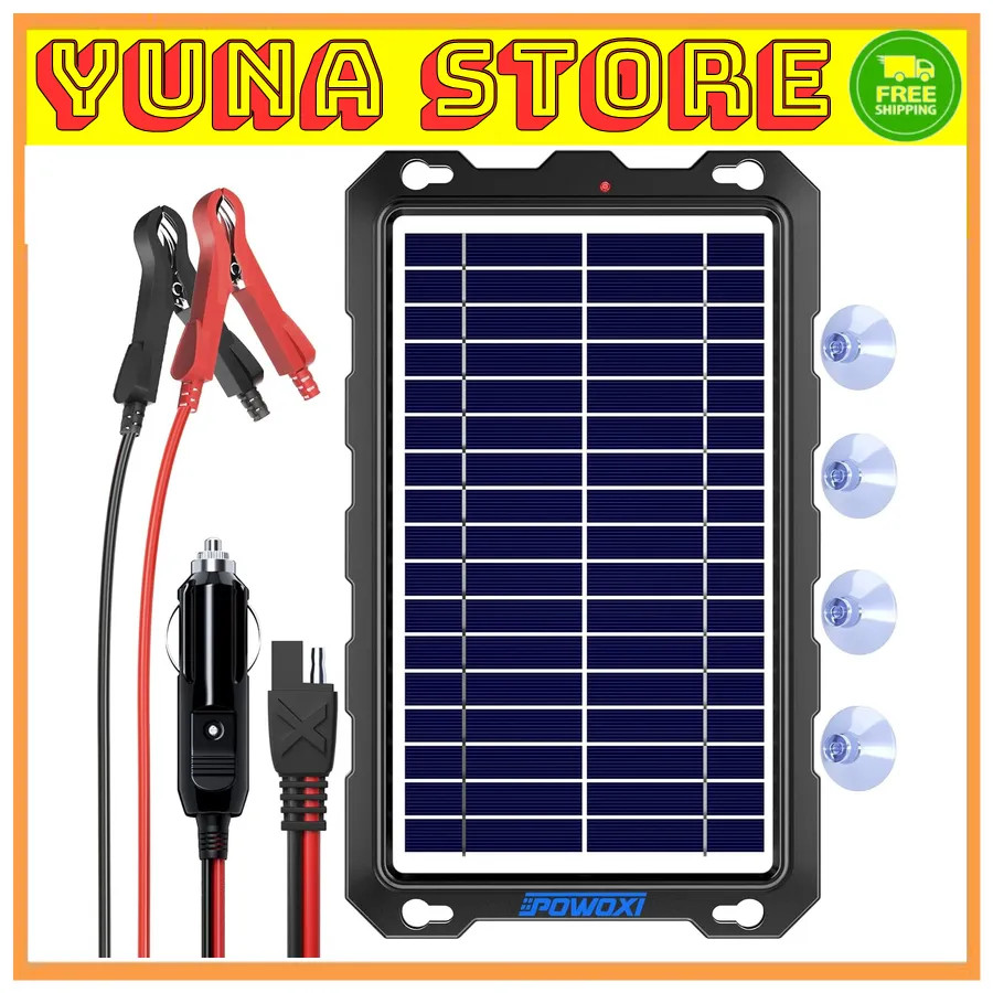 POWOXI 7.5W 12V Solar Battery Charger Trickle Maintainer for Car Boat RV Marine