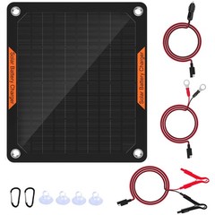 OYMSAE Black Solar Panel Car Battery Charger,5W 12V Waterproof Solar Battery Mai
