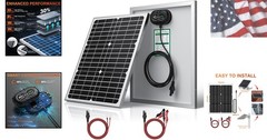 24V 20W Solar Battery Charger Maintainer, Built-in Ultra Smart MPPT Charge Co…
