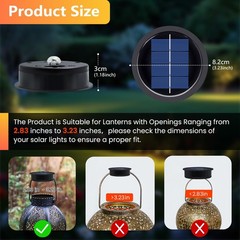4 Pack Solar Lights Replacement Top, 3.23 Inch Panel for Lantern Black
