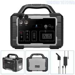 Portable Outdoor Power Station 1000W/1075Wh Lithium Battery Camping Black & Grey