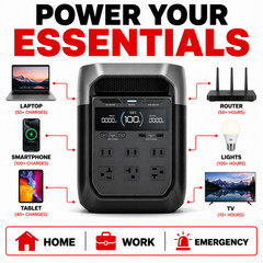 Portable Power Station Delta 3 Classic, 1024Wh Lifepo4 Battery, 1800W AC/100W US