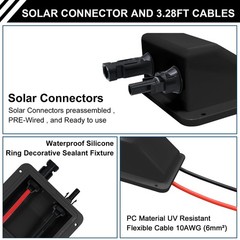 Solar Cable Entry Gland with 10AWG 3.28Ft Solar Extension Cable, UV Resistanc…