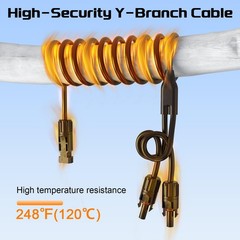 Y-Branch Solar Connectors Extension Cable, 10.8FT 12AWG Solar Cable Parallel …