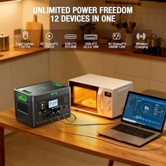 EBL 2400W PORTABLE POWER STATION LIFEPO4 BATTERY 1843.2WH SOLAR GENERATOR GRAY