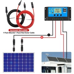 50FT Solar Panel Extension Cable 12AWG with Waterproof Connectors for RV & PV Sy