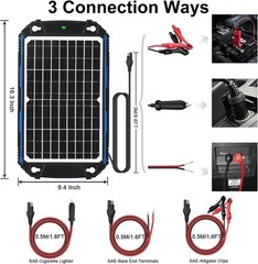 12V Solar Trickle Charger for Car Boat RV