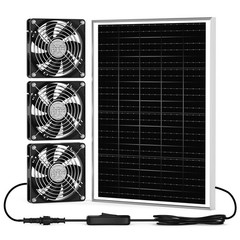 5.5″ Solar Chicken Coop Fan 3 Kit, 35W Solar Powered Exhaust and Intake Greenhou