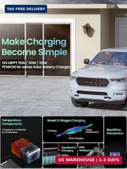 POWOXI 30W Solar Battery Charger: 12V Solar Car Battery Trickle Maintainer – wit