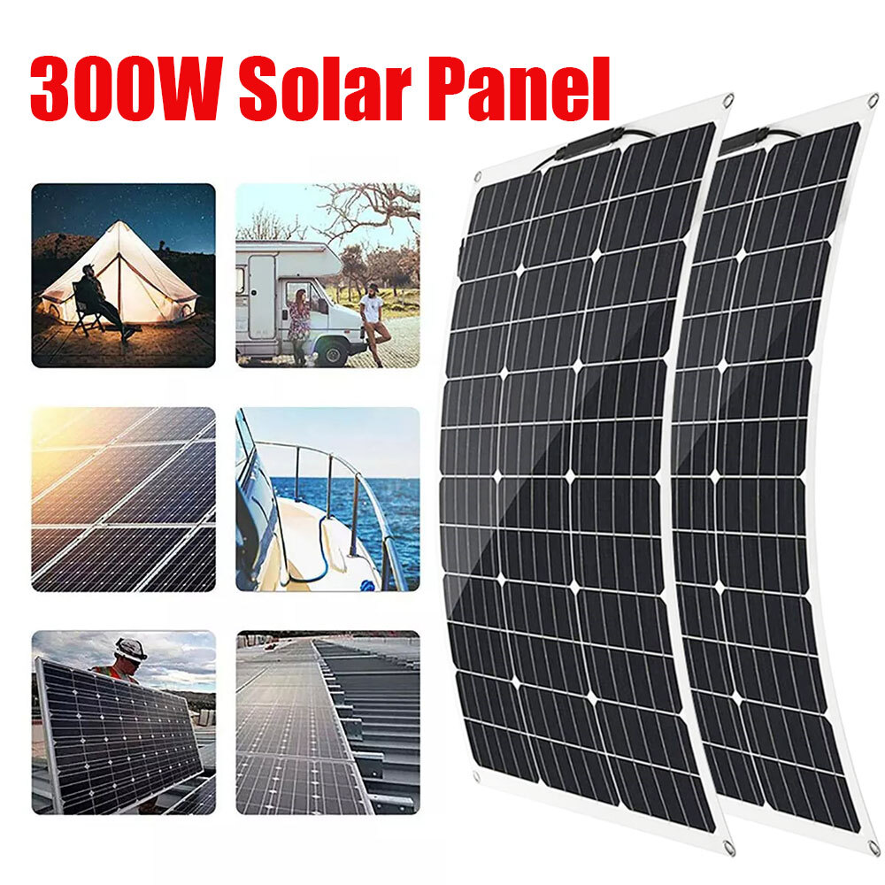 300W Flexible Solar Panel Battery Charger Kit 12V For Car Camping Boat RV Marine