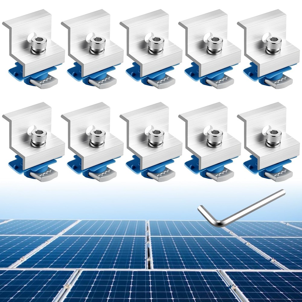 10pcs Solar Panel End Clamp for Standard Unistrut, Aluminum 30mm/35mm Solar P…