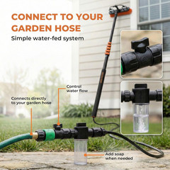 Solar Panel Cleaning Brush with 20 Ft Extension Pole – Water Fed Pole Brush with