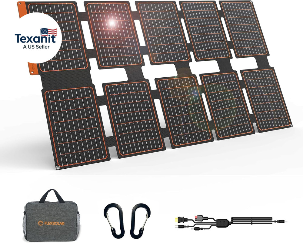 100W Portable Solar Panels Chargers with PD3.0 USB-C,QC3.0 USB-A and DC Outputs