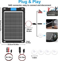 12V Solar Car Battery Charger 12W Waterproof Portable Solar Trickle Charger M…