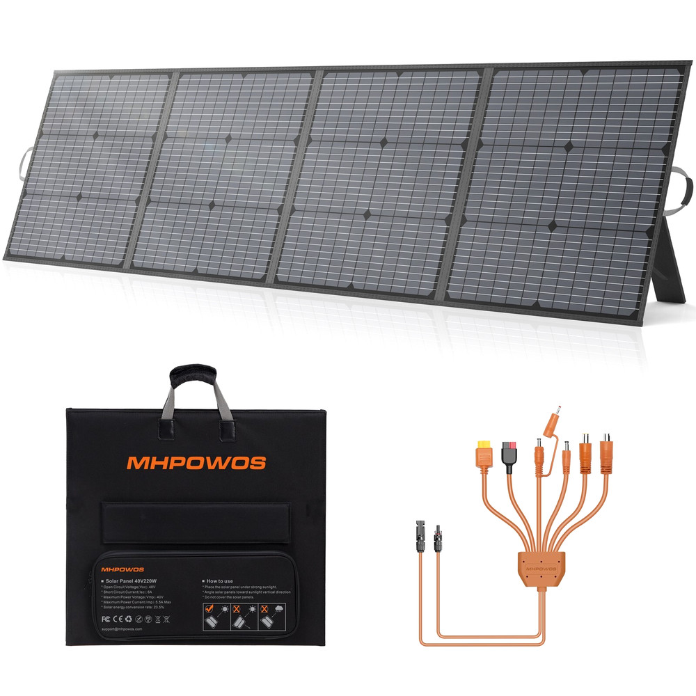 220W Portable Solar Panel IP67 Waterproof Power Backup for Power Station RV