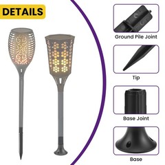 SATUY 10 Pcs Solar Light Stakes 10 Ground & Round Bases, Black