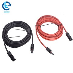 1 Pair 25 Feet 10AWG Red + Black Solar Panel Extension Cable Wire Connector