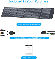 400W Portable Solar Panels CPC Material 3M 40V MC4 Cable & XT60 Anderson DC | Li
