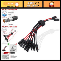 Tool-Free Solar Panel Connectors for 5 Panels, IP68 Waterproof Y Branch Adapter