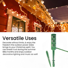 Go Green Power 18/2 18-Ft 3-Outlet Outdoor Power Stake, Green (GG-36004)
