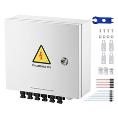 6 String PV Combiner Box DC 500-Volt with 15A Fuses 125A Breaker 40Ka Surge Prot