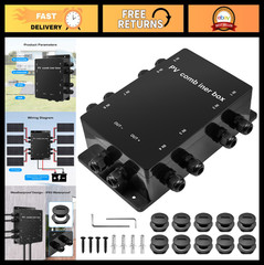 Weatherproof Solar Panel Combiner Box, 8-in-1 Connection for RV & Off-Grid Syste